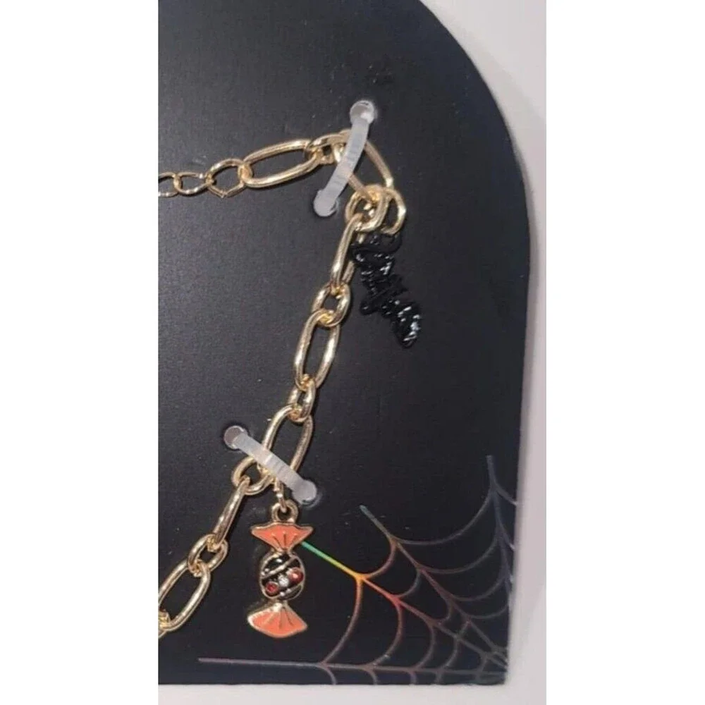 Black Cat, Pumpkin & Mystical Eye, Skull, Halloween Candy Charm Bracelet NEW